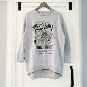 Nightmare Before Christmas Womens M 8-10 Sleep Shirt Zombie Band Longline Disney